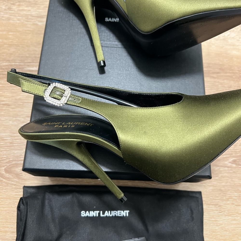 Saint Laurent Olive Green Heels - Picture 2 of 9